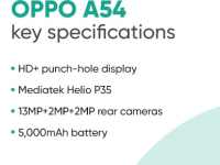 OPPO A54配备5,000mAh电池与6GB RAM