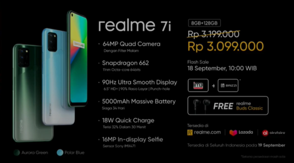 Realme7i已正式上市,售价为1462元