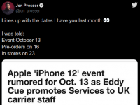 互联网看点：iPhone12发布会进入倒计时10月16日开始预售