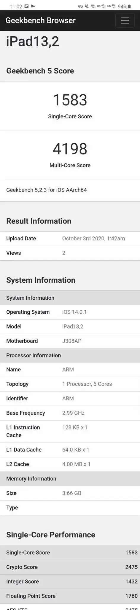 iPad Air 4跑分数据来了,A14处理器表现超预期