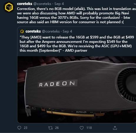 AMD新旗舰显卡曝光:媲美RTX 3080,售价约3755元