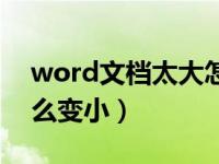 word文档太大怎样缩小（word文档太大怎么变小）